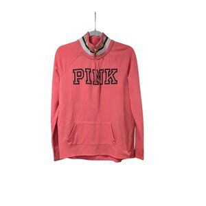 Victoria's Secret PINK Logo Pullover Cowl Neck Partial Zip Sweater Sz S